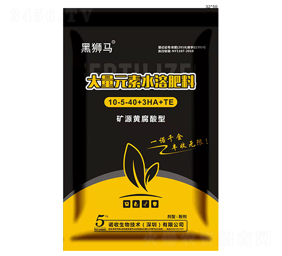 礦源黃腐酸型大量元素水溶肥料10-5-40+3HA+TE-黑獅馬-諾收生物