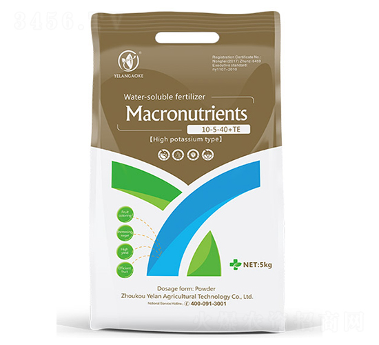 進(jìn)口版高鉀型大量元素水溶肥10-5-40+TE-葉蘭高科