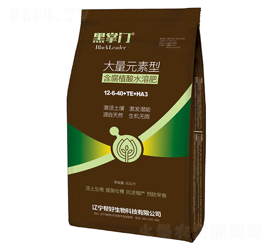 大量元素型含腐植酸水溶肥12-6-40+TE+HA3-黑掌門-幫好生物