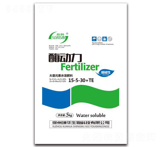 大量元素水溶肥料15-5-30+TE-酶動力-坤華生物