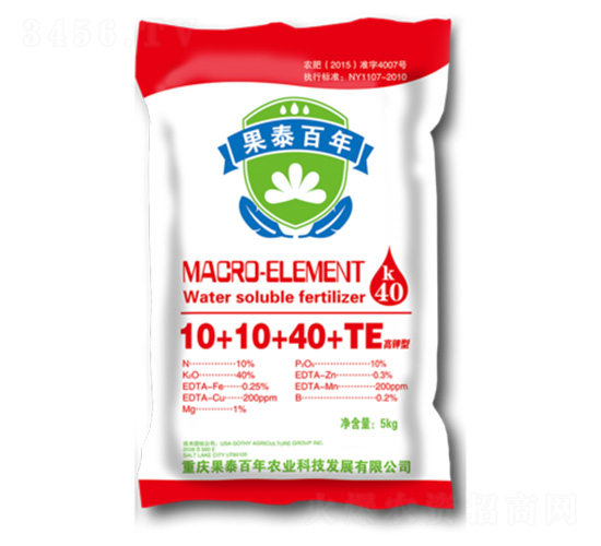 高鉀型大量元素水溶肥10+10+40+TE-果泰百年