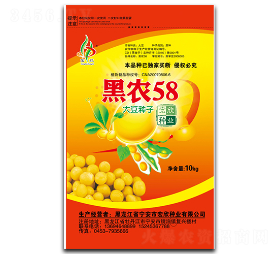 黑農(nóng)58（橙）-大豆種子-宏欣種業(yè)