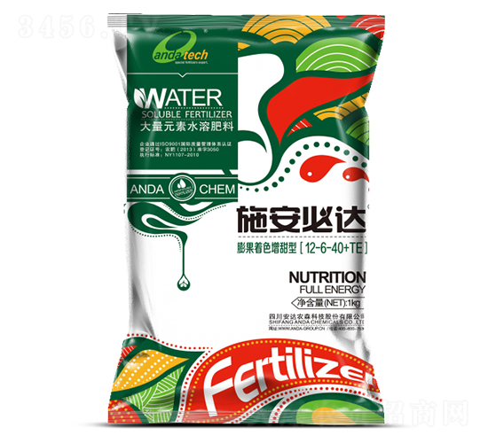 膨果著色增甜型大量元素水溶肥料12-6-40+TE-施安必達-安達農(nóng)森