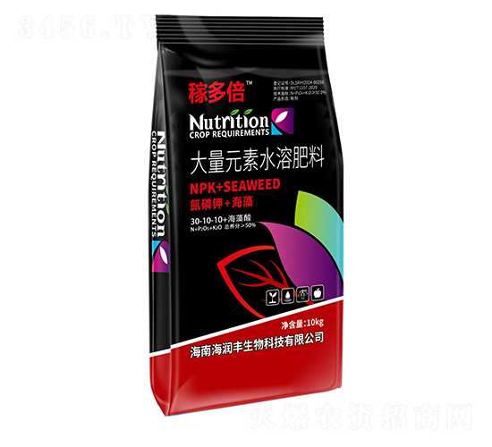 大量元素水溶肥料30-10-10+海藻酸-稼多倍-海潤豐