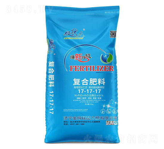 25kg高濃度硫酸鉀型復(fù)合肥料17-17-17-根狀元-金網(wǎng)聯(lián)